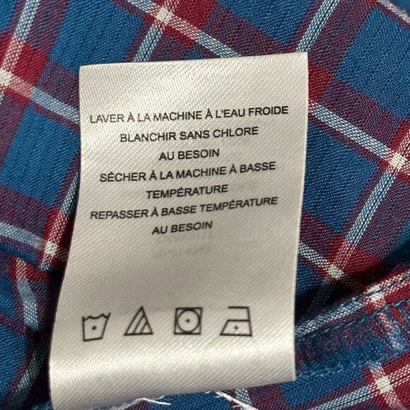 Ascend women’s size L polyester blue plaid long sleeve button front shirt - Picture 6 of 7